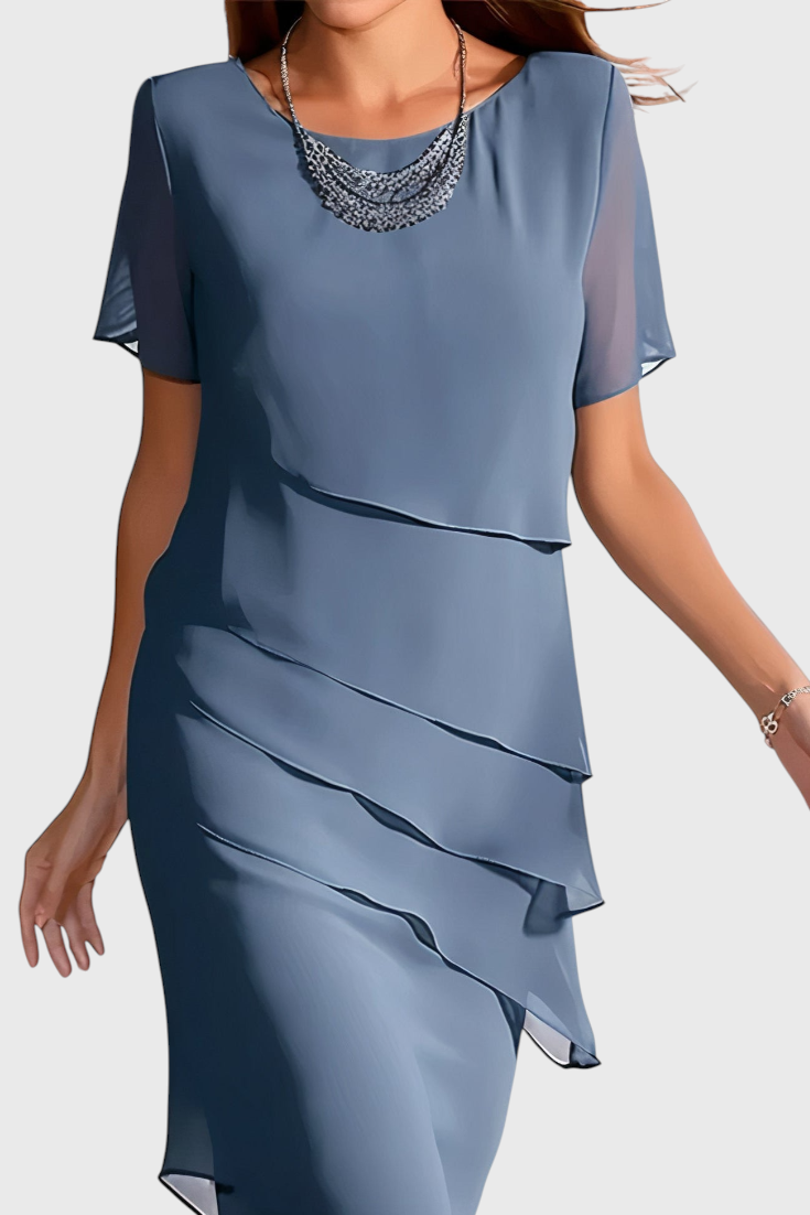 Mia Vestido de Gasa y Algodón con Flecos