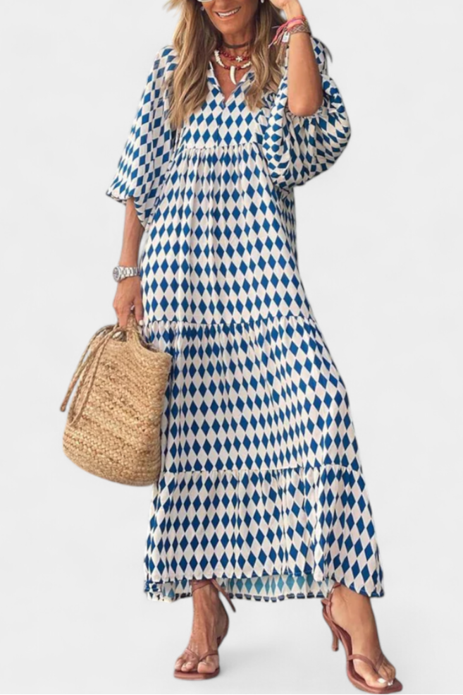 Aroa Vestido Boho con Estampado Artístico y Silueta Fluida