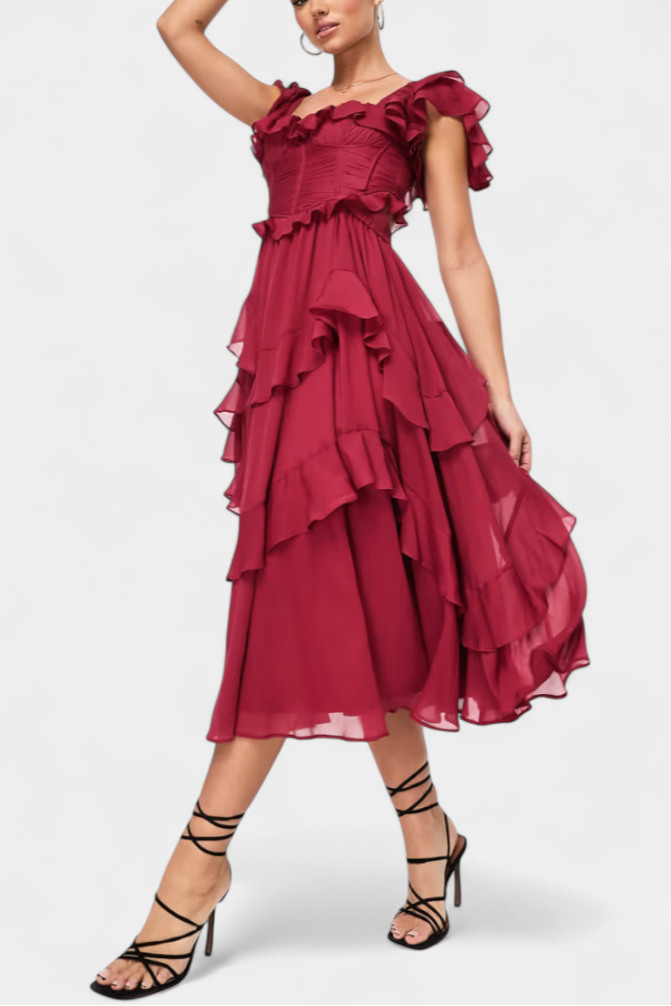 Natalie Vestido Midi Radiante con Caída Suave y Silueta Femenina