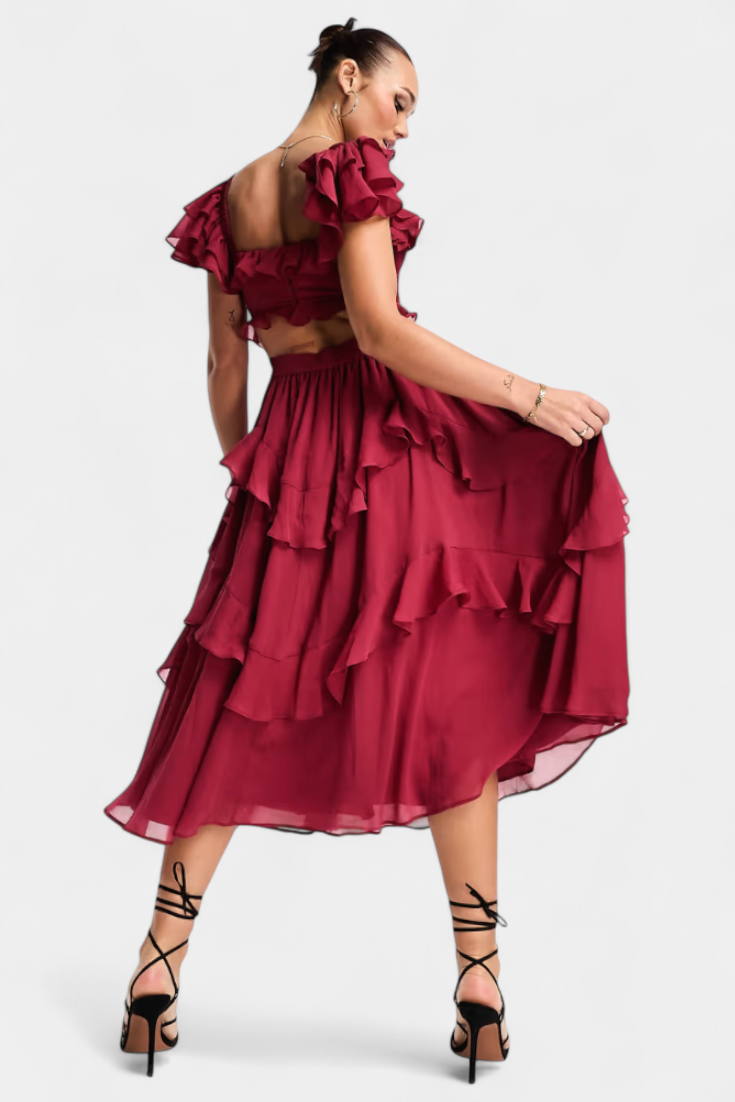 Natalie Vestido Midi Radiante con Caída Suave y Silueta Femenina