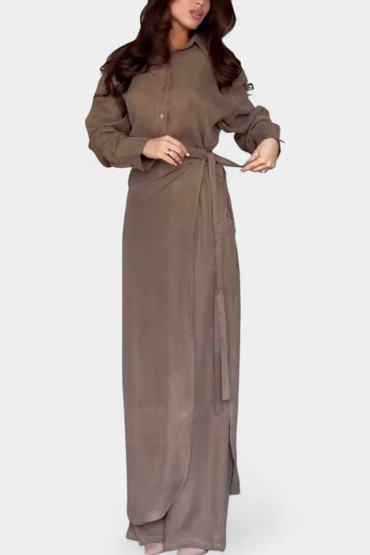 Marisol Conjunto Casual de Camisa Suelta y Pantalón Falda