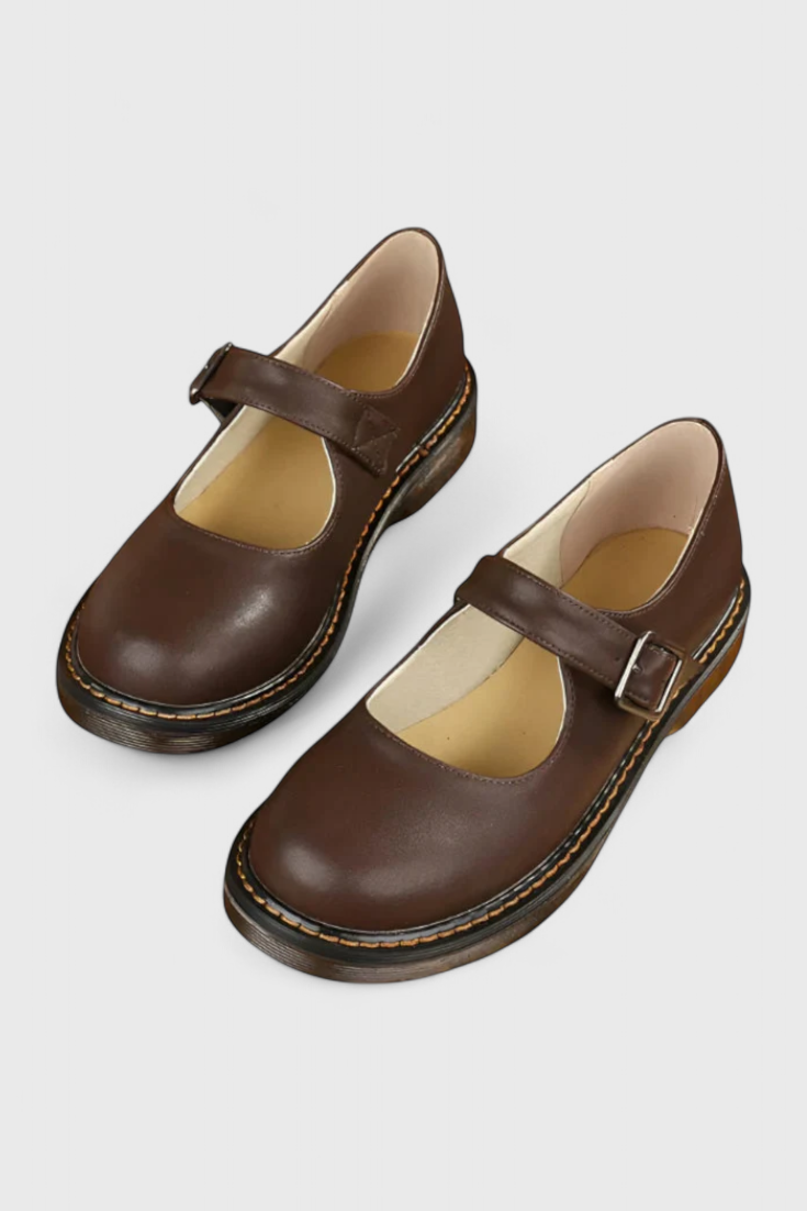 Lareina Zapatos Mary Jane Vintage con Correa y Suela de Confort