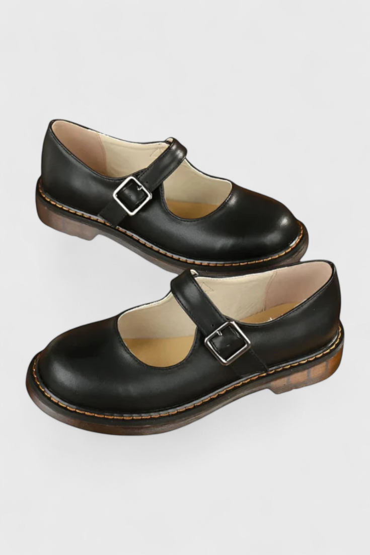 Lareina Zapatos Mary Jane Vintage con Correa y Suela de Confort