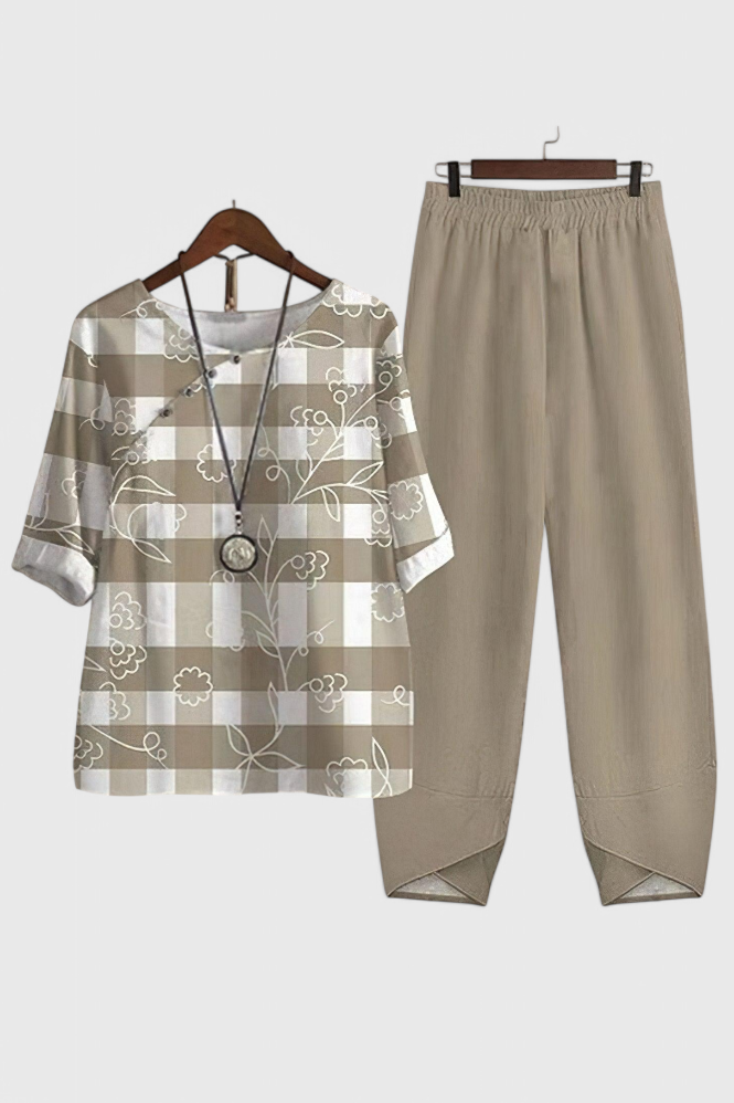 Ursula Conjunto Chic de Camisa y Pantalón con Estilo Relajado