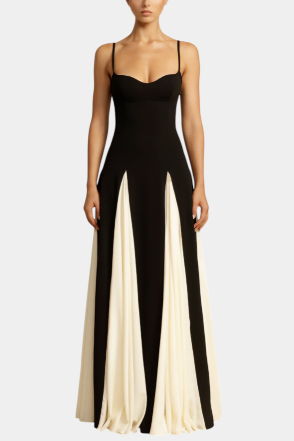 Catalina Vestido Maxi Bicolor de Tirantes Finos