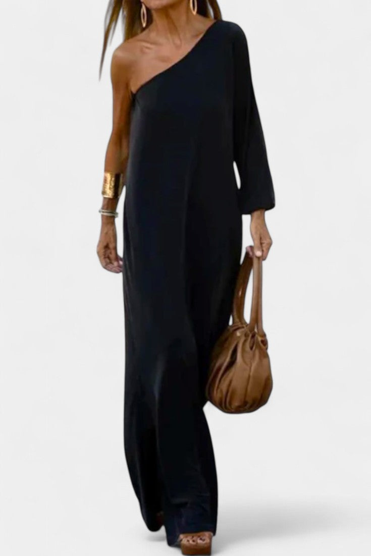 Maddie Vestido Midi Elegante de Un Hombro