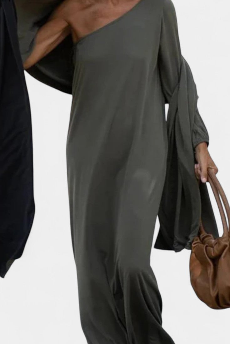 Maddie Vestido Midi Elegante de Un Hombro