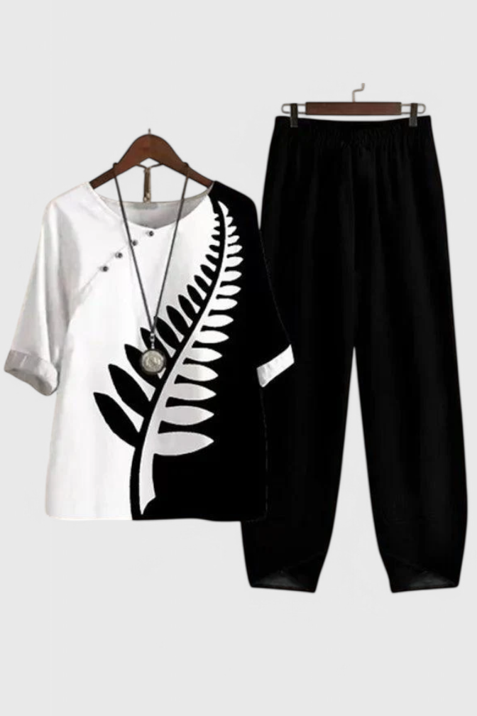 Ursula Conjunto Chic de Camisa y Pantalón con Estilo Relajado