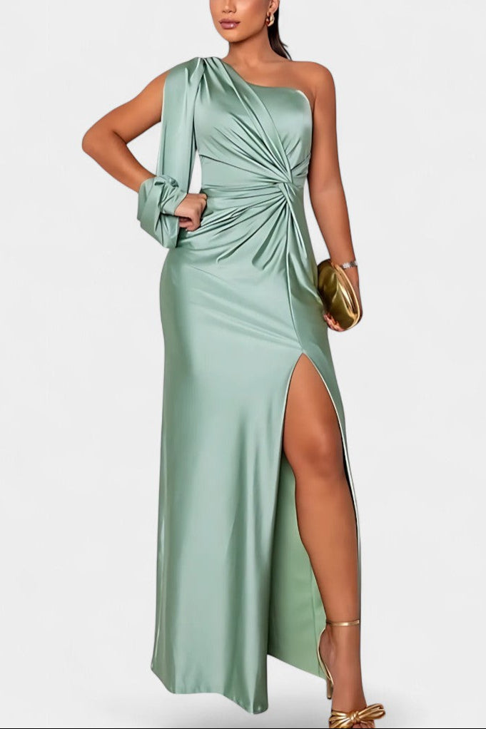 Charlotte Vestido Asimétrico Drapado de Un Hombro