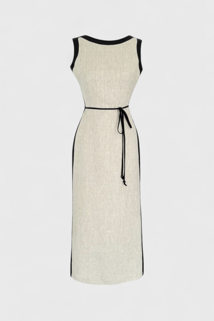 Samanta Vestido Sin Mangas con Contraste de Color