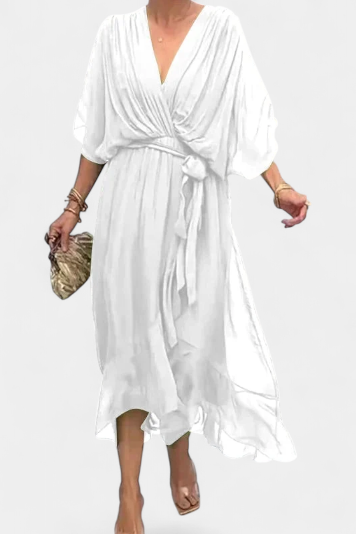 Luisa Vestido Largo con Escote en V y Corte Flowy