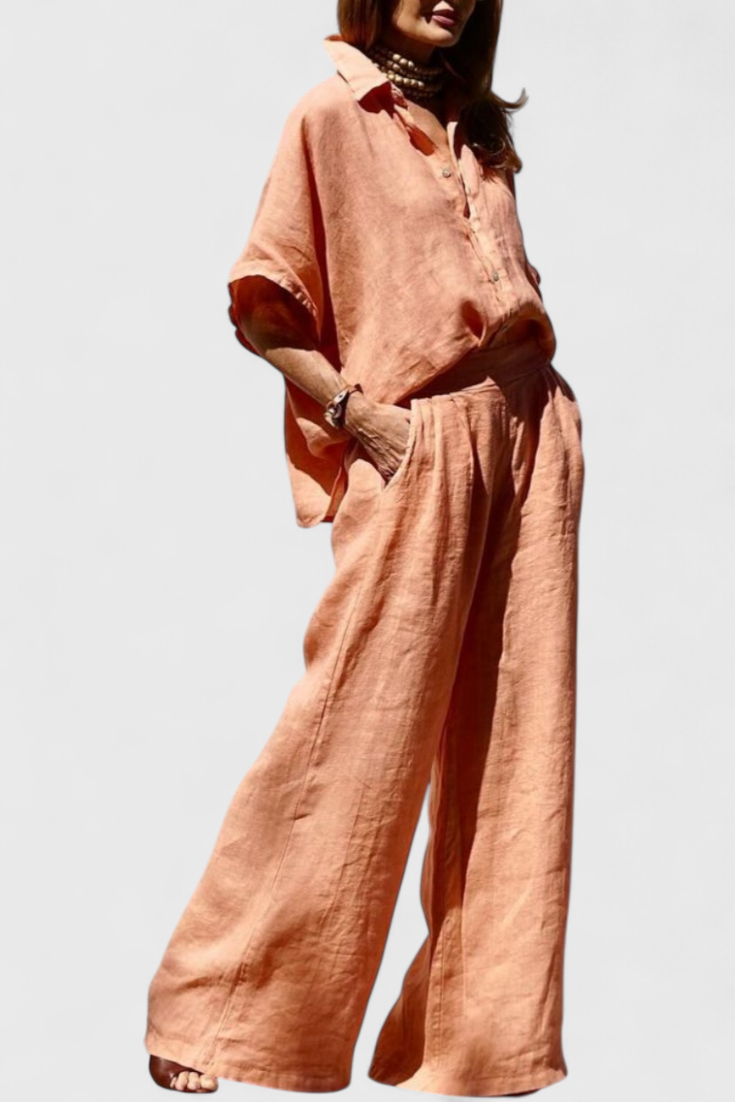 Adesua Conjunto Casual de Verano en Algodón-Lino