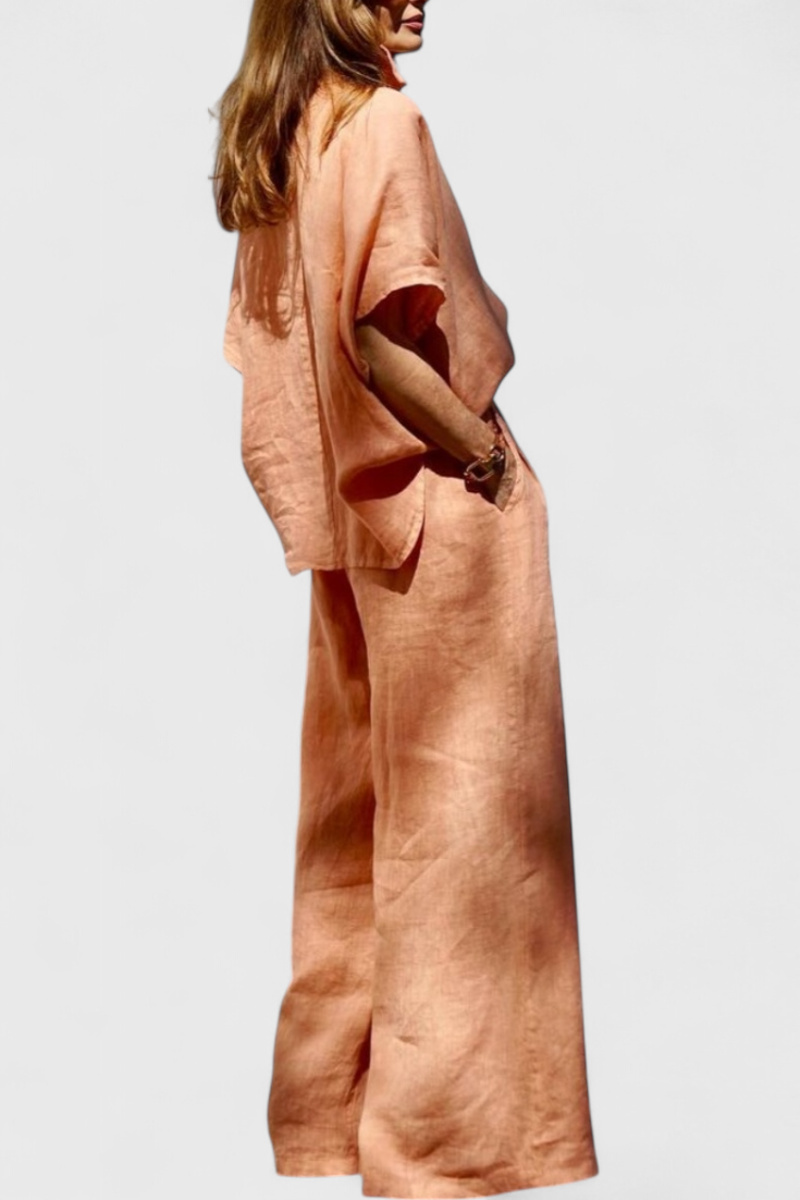 Adesua Conjunto Casual de Verano en Algodón-Lino