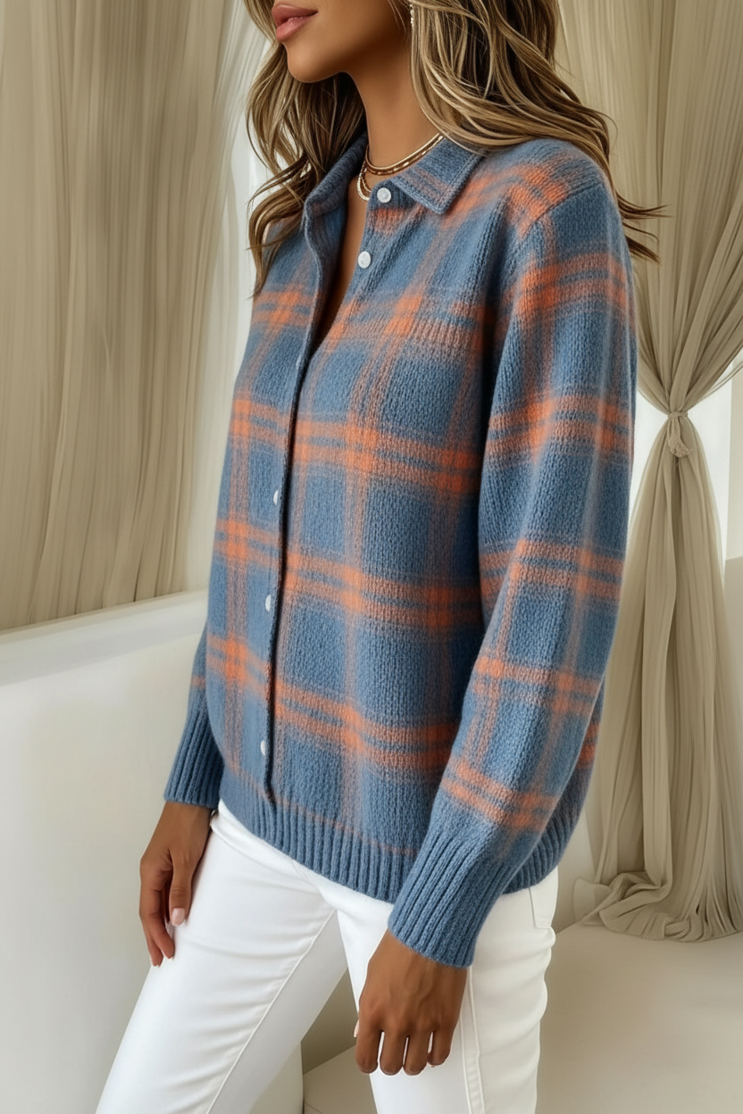 Mira™ – Blusa suave con estampado de cuadros