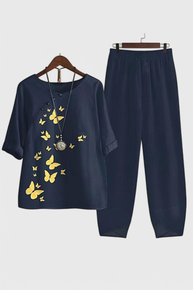 Ursula Conjunto Chic de Camisa y Pantalón con Estilo Relajado