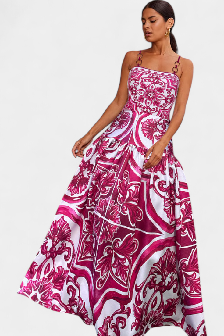 Ahria Conjunto de Baño Estampado con Vestido de Tirantes