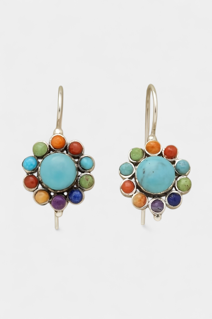 Pendientes Redondos Multicolor con Turquesa