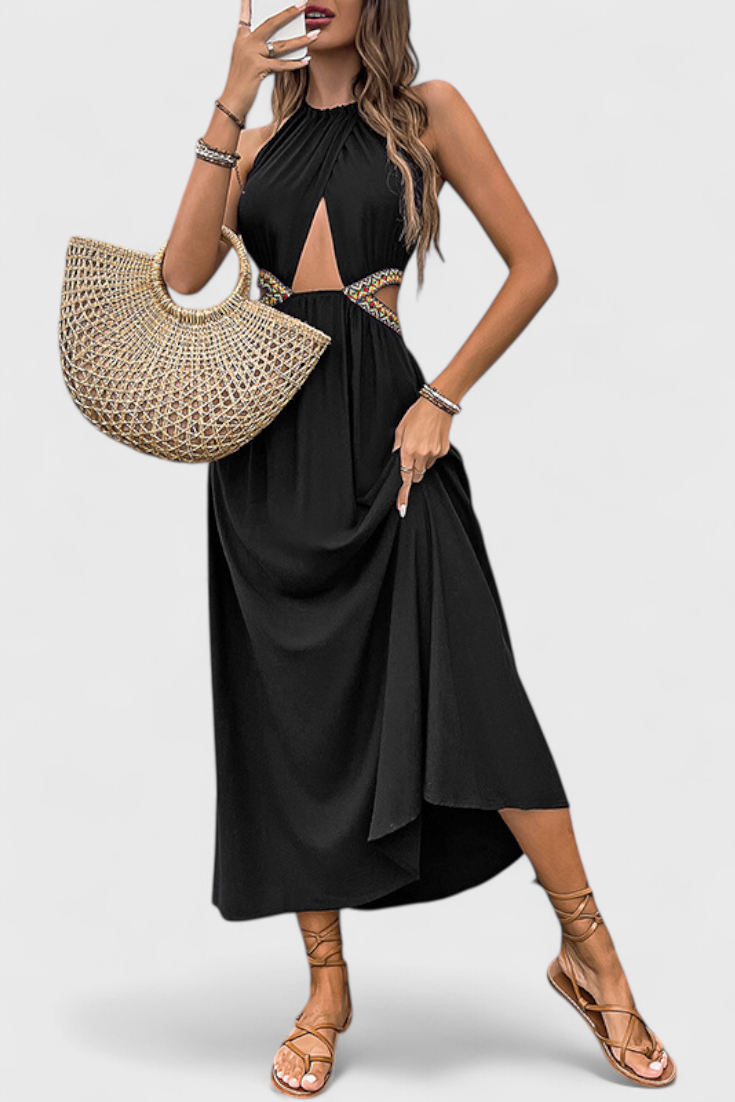 Sorina Vestido Midi Halter con Cortes