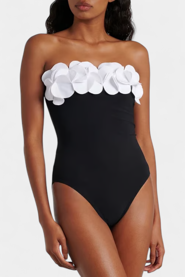 Ahria Conjunto de Bañador con Flores 3D y Falda Envolvente