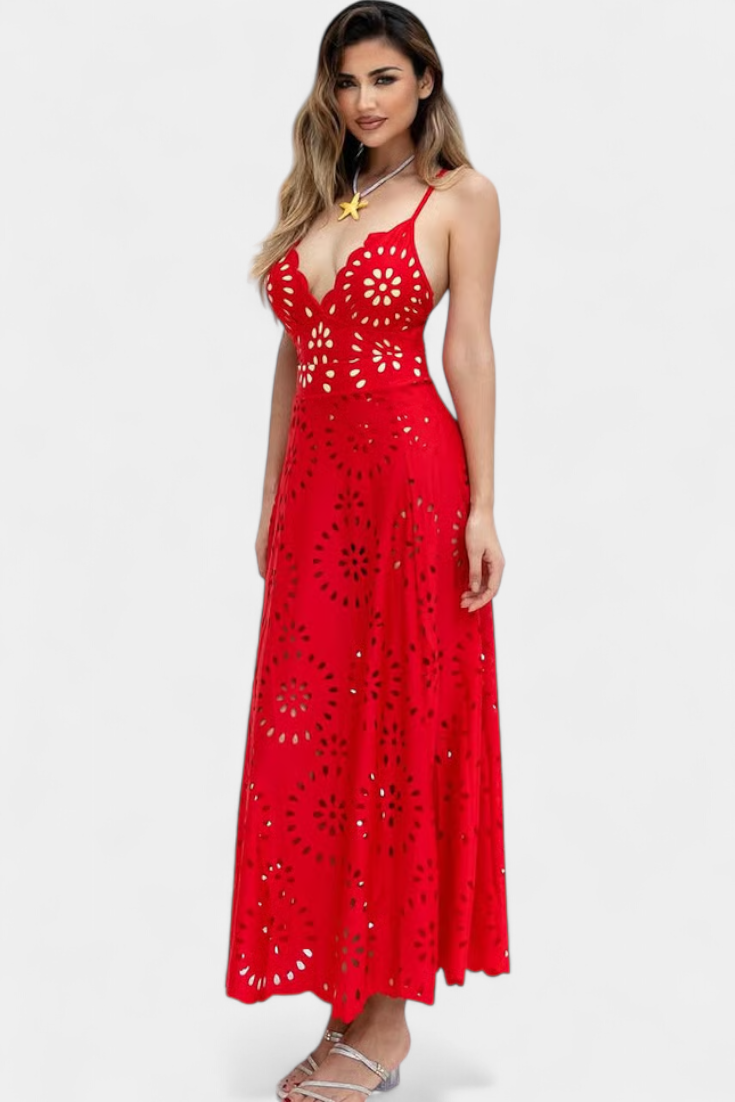 Ahria Swimsuit con Falda y Detalle Floral Calado