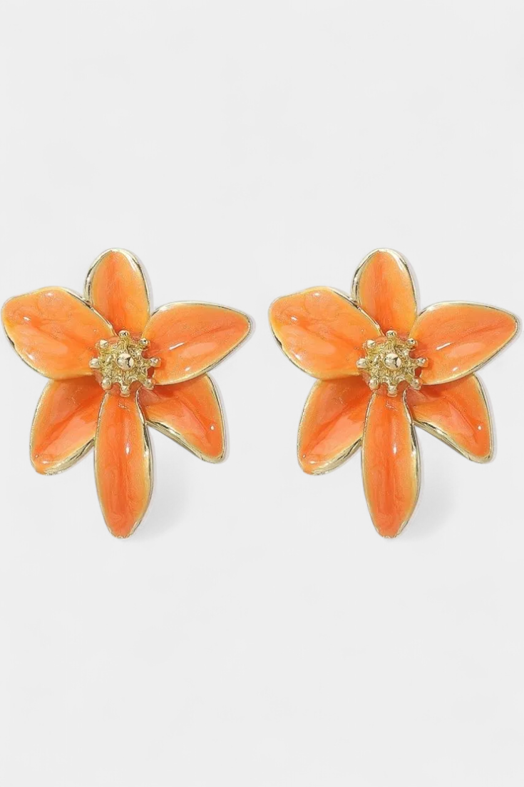 Pendientes Vintage con Flor de Esmalte