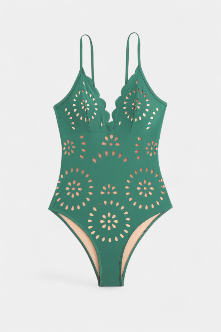 Ahria Swimsuit con Falda y Detalle Floral Calado