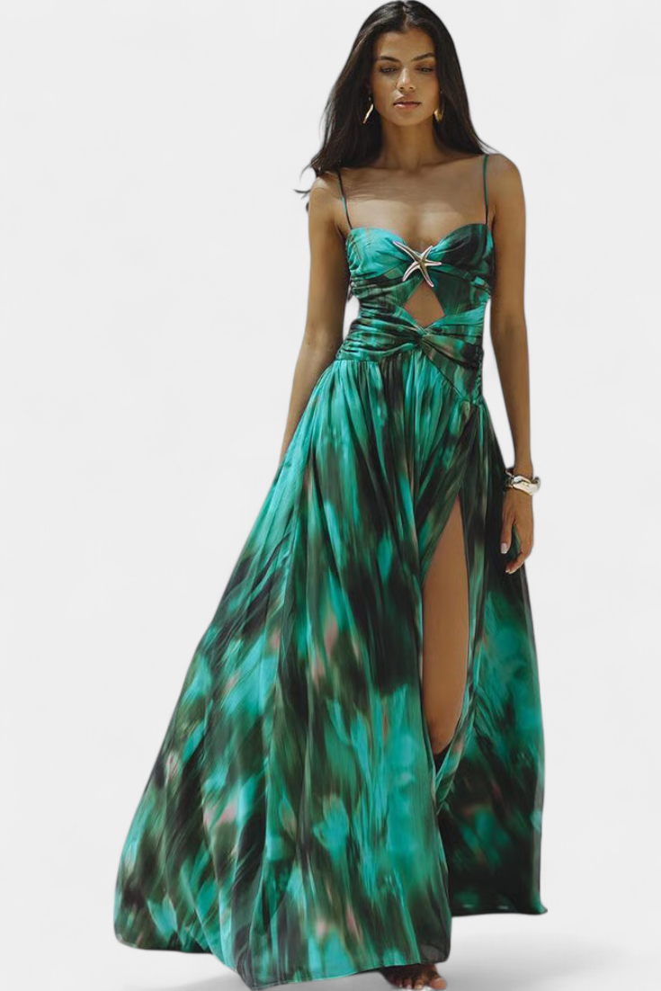 Ahria Conjunto de Baño con Falda Acampanada y Estampado Estrella de Mar