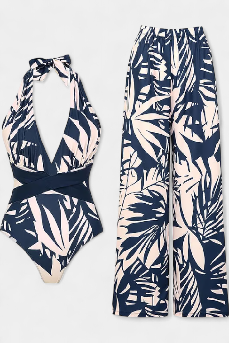 Ahria Conjunto de Bañador Estampado con Escote en V