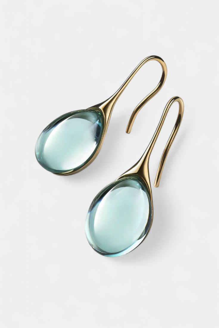 Pendientes de Gota de Cristal en Oro y Plata