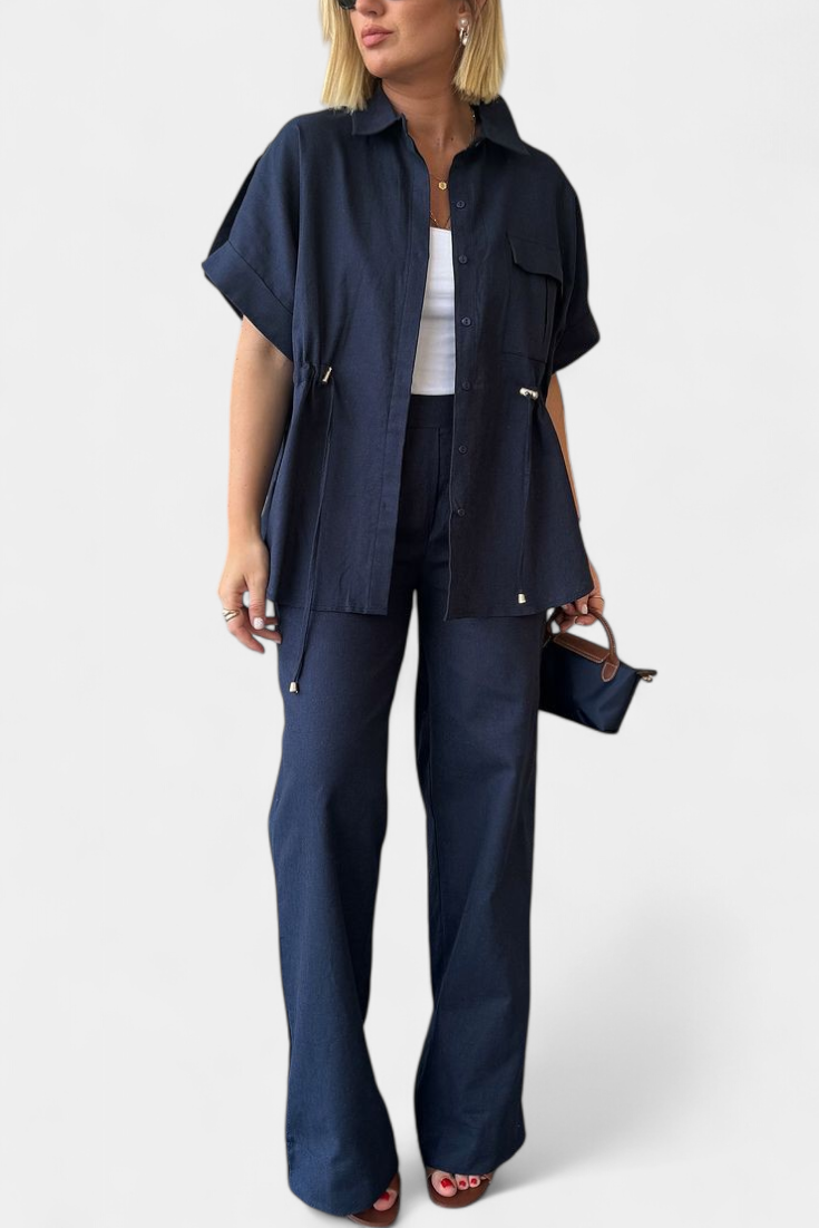 Lani Conjunto Relaxed de Camisa y Pantalones de Algodón y Lino