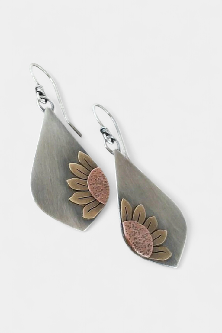 Bohemian Sunflower Pendant Earrings