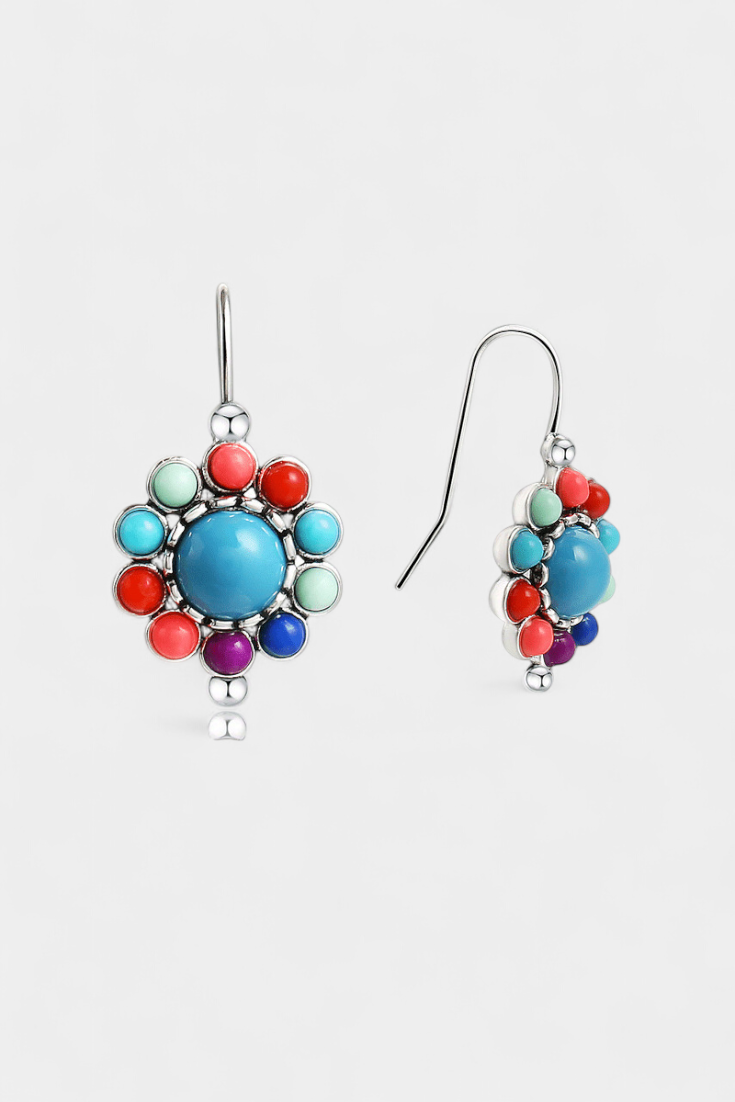 Pendientes Redondos Multicolor con Turquesa
