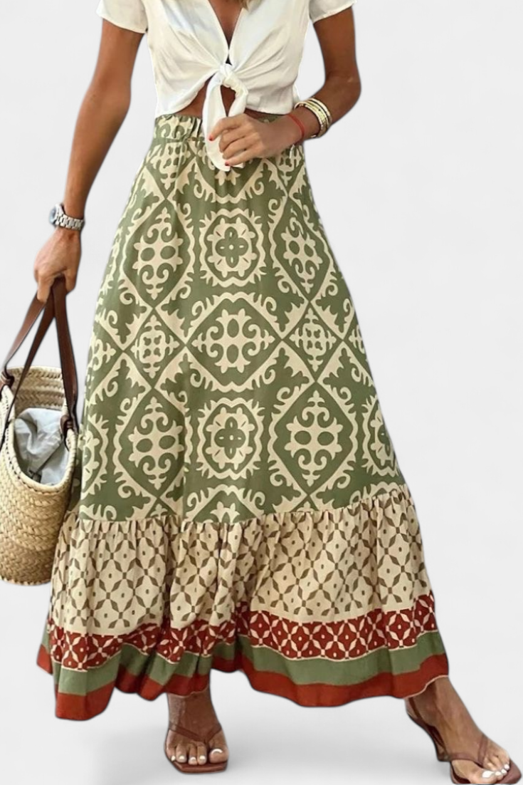 Ethel Falda Maxi Estampada con Volante