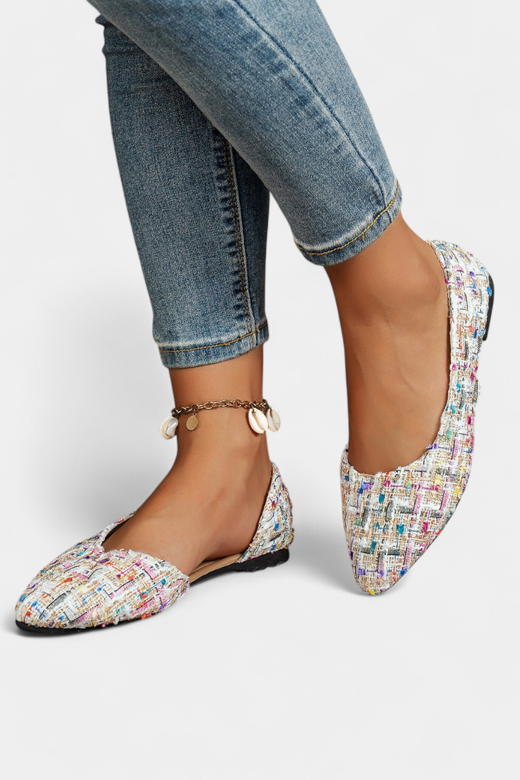 Crystal Zapatillas Tejidas Multicolores con Punta Afilada