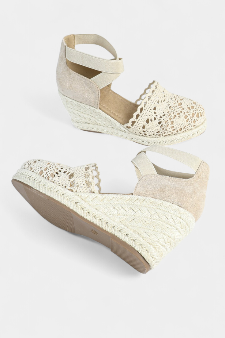 Nadie Espadrilles de Cuña con Encaje Artesanal para Mujer