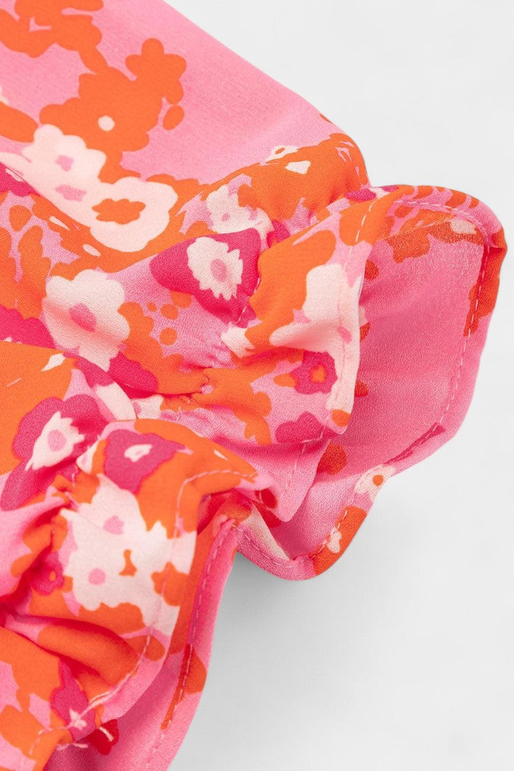 Kimberly Vestido Floral con Volantes con Escote en V